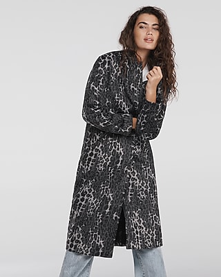 Brushed Leopard Wool-Blend Coat