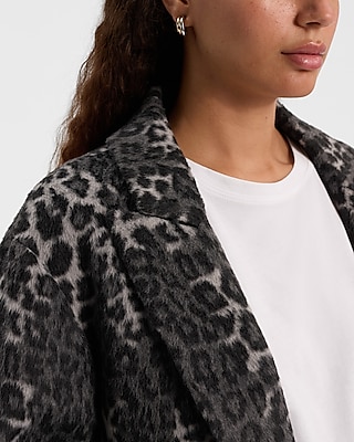 Brushed Leopard Wool-Blend Coat