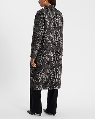 Brushed Leopard Wool-Blend Coat