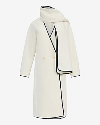 Faux Leather Tipped Scarf Coat
