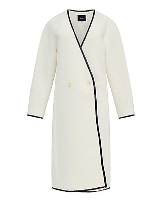 Faux Leather Tipped Scarf Coat