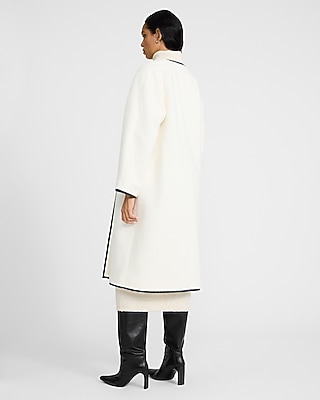 Faux Leather Tipped Scarf Coat