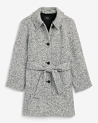 Tweed Belted Mid Length Coat