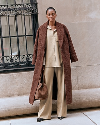 Boucle One Button Maxi Coat