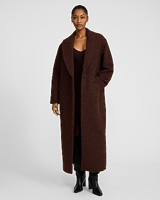 Boucle One Button Maxi Coat