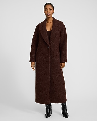 Boucle One Button Maxi Coat