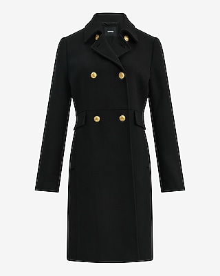 Wool-Blend Double Breasted Military Trench Coat