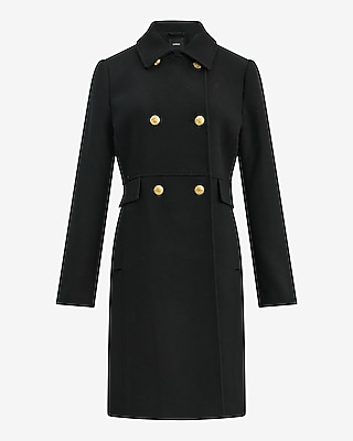 Wool-Blend Double Breasted Military Trench Coat