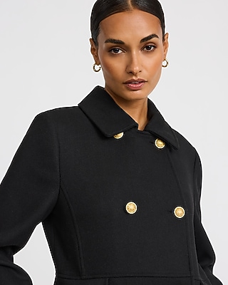 Wool-Blend Double Breasted Military Trench Coat