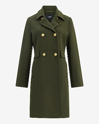 Wool-Blend Double Breasted Military Trench Coat