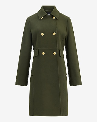 Wool-Blend Double Breasted Military Trench Coat