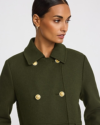 Wool-Blend Double Breasted Military Trench Coat