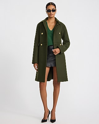 Wool-Blend Double Breasted Military Trench Coat