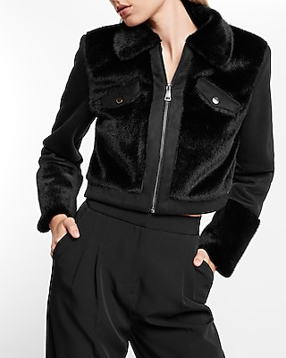 Faux Fur Cropped Moto Coat Express