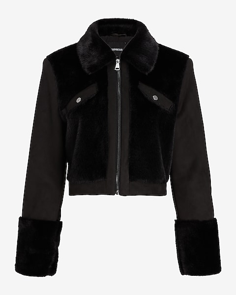 Soft Fur Crop 9804178:pitch Black:xs | Express Soft Fur Crop 9804178:pitch Black:xs | Express