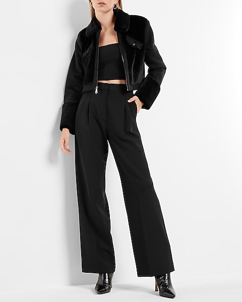 Soft Fur Crop 9804178:pitch Black:xs | Express Soft Fur Crop 9804178:pitch Black:xs | Express