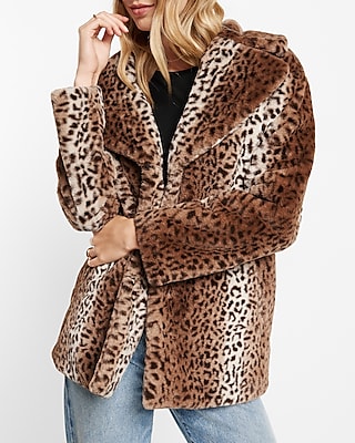 Oversized Leopard Faux Fur Coat | Express
