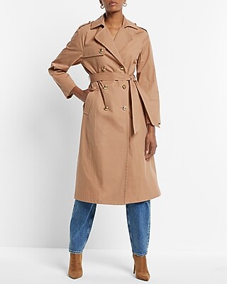Nylon Sherpa-lined Novelty Button Belted Trench Coat Express