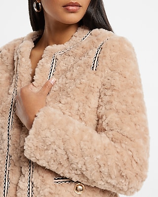 EMBELLISHED FUR COAT 9804211:BARE:XS
