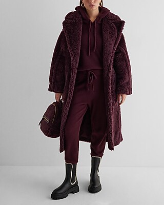Teddy Cinched Back Maxi Coat | Express