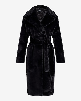 Faux Fur Belted Trench Coat