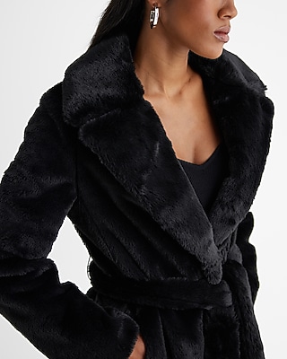 Faux Fur Belted Trench Coat