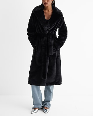 Faux Fur Belted Trench Coat