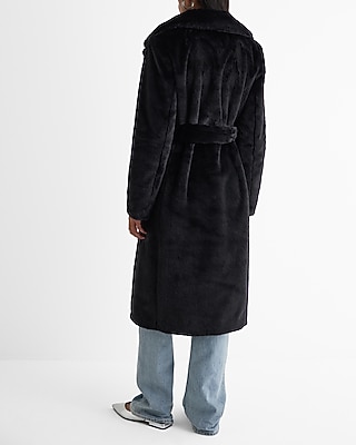 Faux Fur Belted Trench Coat