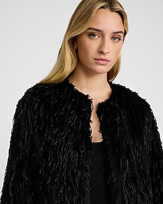 Feathered Faux Fur Coat | Express