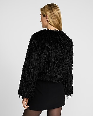 Feathered Faux Fur Coat | Express