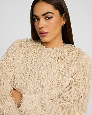 Feathered Faux Fur Coat