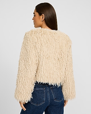 Feathered Faux Fur Coat