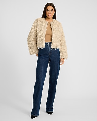 Feathered Faux Fur Coat