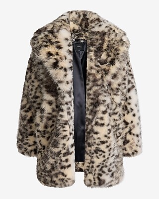 Leopard Faux Fur Mid Length Coat