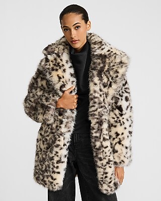 Leopard Faux Fur Mid Length Coat