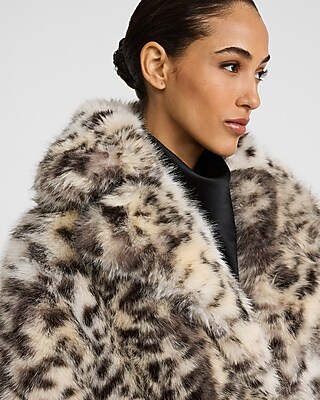 Leopard Faux Fur Mid Length Coat
