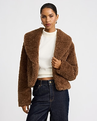 Faux Sherpa Cropped Teddy Coat