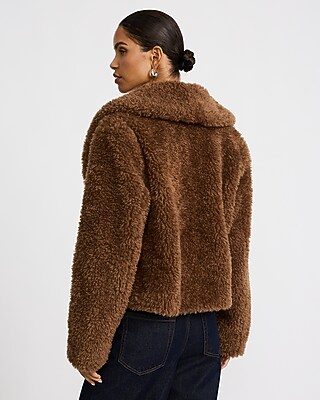 Faux Sherpa Cropped Teddy Coat