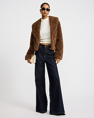 Faux Sherpa Cropped Teddy Coat