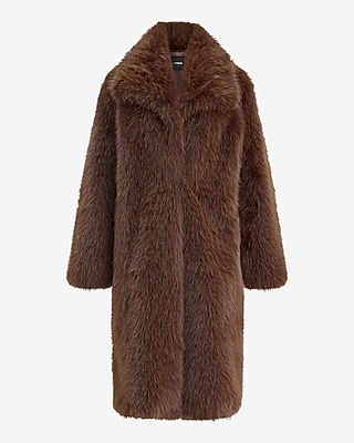Faux Fur Wide Collar Coat