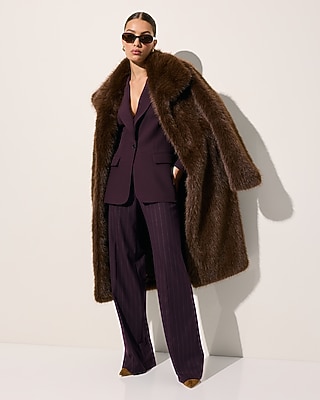 Faux Fur Wide Collar Coat