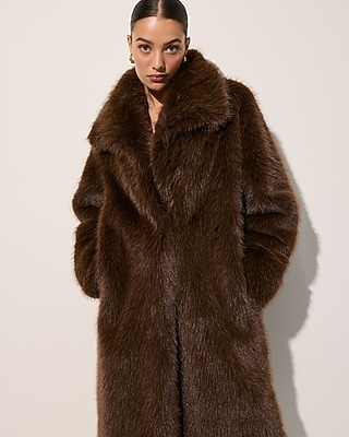 Faux Fur Wide Collar Coat
