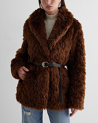 Bershka Women's Fur Faux Coats, Women's Fashion, Coats, Jackets