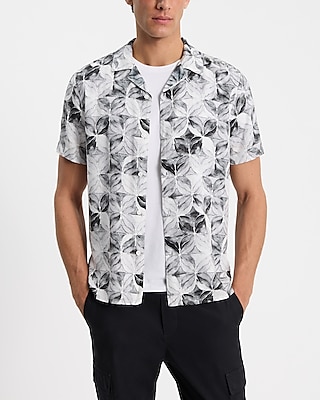 Abstract Watercolor Rayon Short Sleeve Shirt