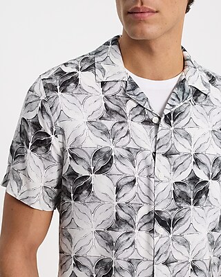 Abstract Watercolor Rayon Short Sleeve Shirt