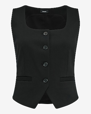 Signature Ponte Button Front Blazer Vest