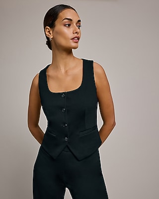 Signature Ponte Button Front Blazer Vest
