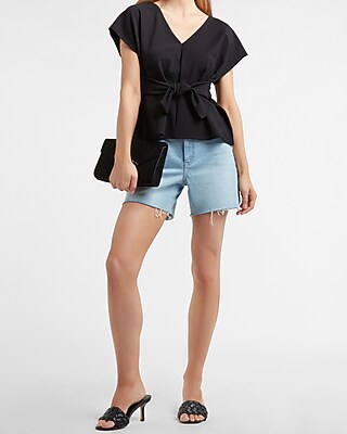 Textured Tie Waist Tee