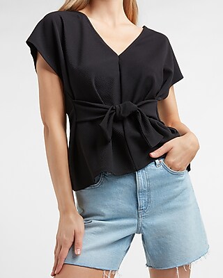 Textured Tie Waist Tee