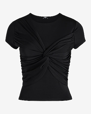 Body Contour Compression Crew Neck Twist Front Tee